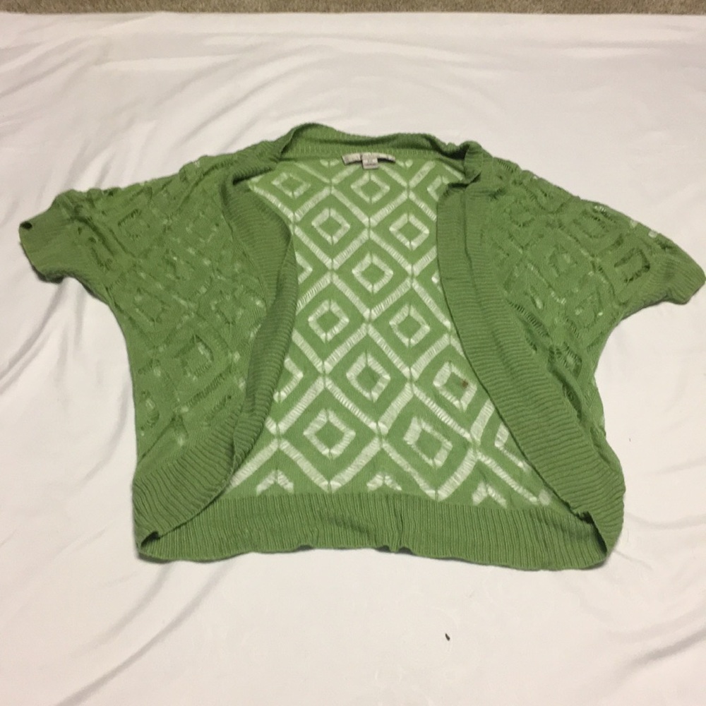 Green Short-sleeved open Cardigan